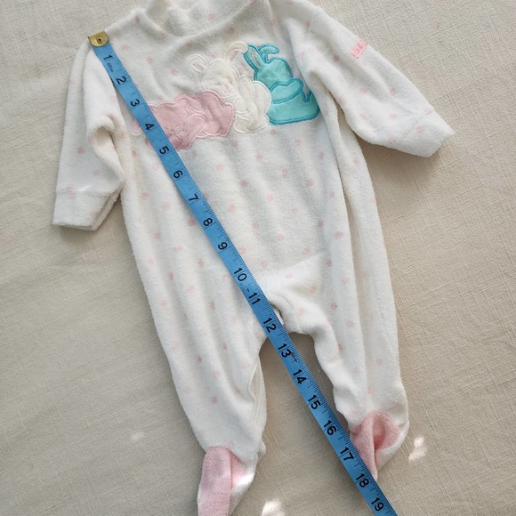 Vintage Absorba Bunny Polka Dot Pajamas 0-3 months - Picture 6 of 9